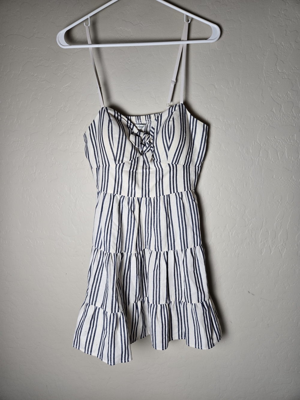 Speechless Womens Large Coastal Cowgirl Striped Tiered Boho Summer Mini Dress